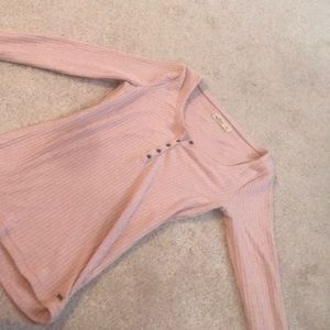 hollister ribbed pink long sleeve shirt